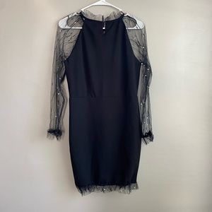 Black CBR mesh faux pearl dress NWT